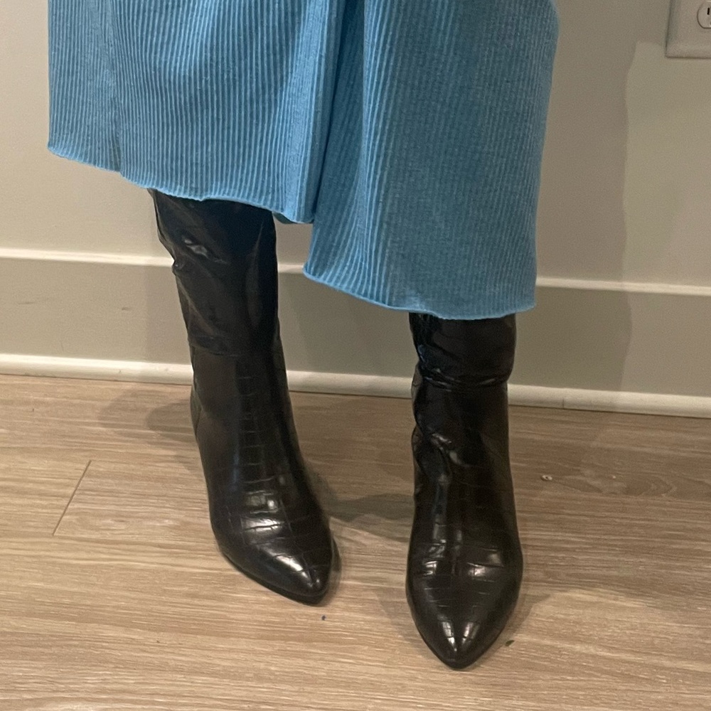 super cute faux leather croc skin boots